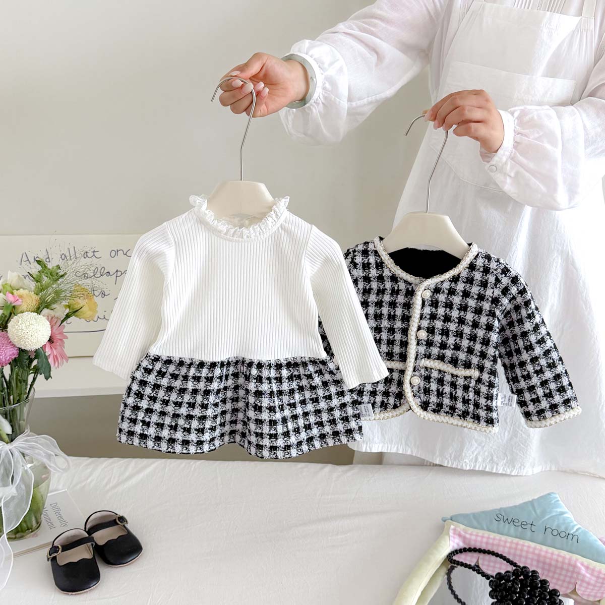 Setelan Dua Potong Tweed Kotak - Baby Clothing Dresser ulasan dan harga